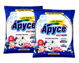 Sabão em pó Apyce multiação 1.600gr lava Roupas Brancas e coloridas kit com 2 Unidades