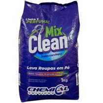 Sabão em pó lava roupas para roupas brancas e coloridas 1kg mix clean
