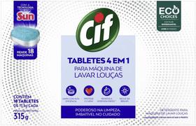 Sabão para Máquina de Lavar Louças 18 Tabletes 4em1 Cif 315g