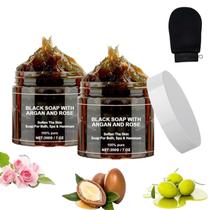 Sabão Preto Marroquino Satasiam com Argan e Rosa 200g 2 unidades