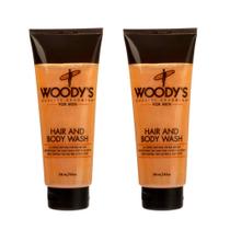 Sabonete de cabelo e corpo 2 em 1 Woody's para homens 300 ml sem sulfato Sabonete de cabelo e corpo 2 em 1 Woody's para homens 300 ml sem sulfato