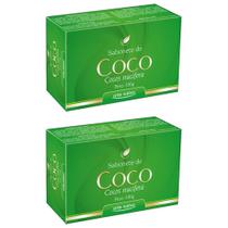 sabonete de coco com suave perfume base de óleo vegetal ótimo hidratante para pele ressecada 2x100g