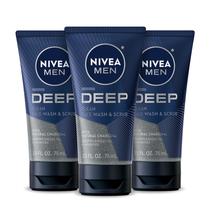 Sabonete e esfoliante facial Nivea Men Deep Clean com carvão vegetal 75mL x3 Sabonete e esfoliante facial Nivea Men Deep Clean com carvão vegetal 75mL x3