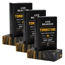 Sabonete em barra Live Bearded, totalmente natural, pacote com 3, 150 ml, perfume de lápide Sabonete em barra Live Bearded, totalmente natural, pacote com 3, 150 ml, perfume de lápide