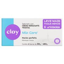Sabonete em Barra Milk Care Cloy com Creme Hidratante Vegetal Maciez Perfeita 6 Unidades de 80g cada