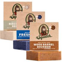 Sabonete em barra natural Dr. Squatch Wood Barrel Bourbon, pacote com 3 Sabonete em barra natural Dr. Squatch Wood Barrel Bourbon, pacote com 3