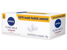 Sabonete em Barra Nivea Pure Milk Sensitive 90g Cada 6 Unidades