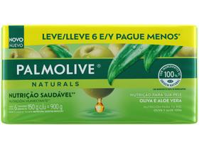Sabonete em Barra para o Corpo Palmolive Naturals Nutrição Saudável Oliva e Aloe Vera 150g 6 Unidades