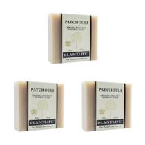Sabonete em barra Plantlife Patchouli, pacote com 3 unidades, 120 ml, hidratante