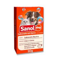 Sabonete em Barra Sanol Dog Neutro para Cães e Gatos Todas Raças 90g - Sanoldog