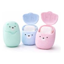 Sabonete em Folhas Case Urso Fofinho Papel Dissolve Rápido 50 Unidades Leve Compacto Portátil Descartável Higiene Pessoal Ideal Viagem Ursinho Fofo