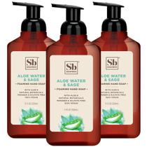 Sabonete espumante para mãos, água de aloe e sálvia, 330ml, pacote com 3