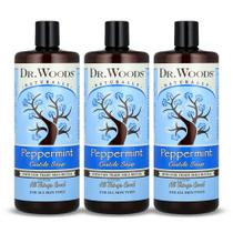 Sabonete líquido de castela Dr. Woods Peppermint 960 ml, pacote com 3