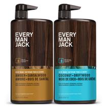 Sabonete líquido Every Man Jack Coconut + Driftwood & Amber, pacote com 1 litro e 2