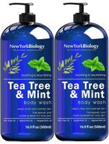 Sabonete líquido New York Biology Tea Tree Mint 500 ml (pacote com 2)