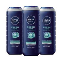 Sabonete líquido NIVEA Men Fresh Wave com mentol, 500 ml, pacote com 3 Sabonete líquido NIVEA Men Fresh Wave com mentol, 500 ml, pacote com 3