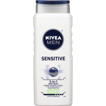 Sabonete líquido Nivea Men Sensitive com extrato de bambu, 500 ml, pacote com 3