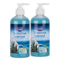 Sabonete líquido para mãos Clorox Scentiva, Pacific Breeze e aroma de coco Sabonete para mãos perfumado sem alvejante com aloe vera e provitamina B5 para cozinha ou banheiro, 14 ml de onça pacote com 2
