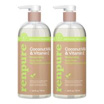 Sabonete líquido Renpure, leite de coco e vitamina E, 720 ml, pacote com 2 unidades