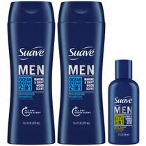 Sabonete líquido, xampu e condicionador Suave 3 em 1, Citrus Rush para homens, xampu e condicionador Travel Size + 2 em 1, Ocean Charge para homens, tamanho completo, pacote duplo (conjunto de 3 peças)