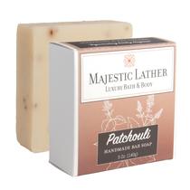 Sabonete Majestic Lather Patchouli, barra artesanal de luxo, 150 ml, vegana