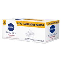 Sabonete Nivea Pure Milk Leve Mais Por Menos com 6 unidades de 90g cada Sabonete Nivea Pure Milk Leve Mais Por Menos com 6 unidades de 90g cada