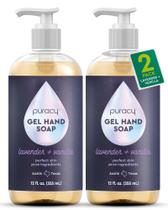Sabonete para mãos Puracy, gel hidratante orgânico, 355 ml, lavanda, pacote com 2 unidades