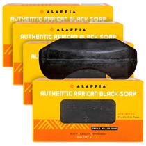 Sabonete preto africano autêntico Alaffia, sem perfume, pacote com 4 sabonete corporal desintoxicante e multiuso com manteiga de karité para pele macia e hidratada, 8 onças de chá Sabonete preto africano autêntico Alaffia, sem perfume, pacote com 4 sabonete corporal desintoxicante e multiuso com manteiga de karité para pele macia e hidratada, 8 onças de chá