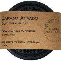 Sabonete Vegetal Natural Glicerinado em Barra Sólido de Carvão Ativado 100gr Maria Natureza