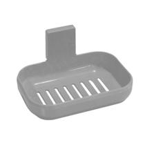 Saboneteira Cinza Com Suporte De Parede Adesivo Prático