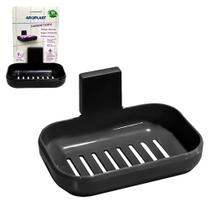 Saboneteira Com Suporte De Parede Adesivo Prático Preto Saboneteira Com Suporte De Parede Adesivo Prático Preto