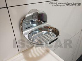 Saboneteira cromada fixação por ventosa sem furar parede ideal para azulejo liso vidro box