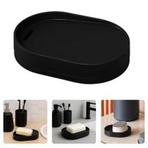 Saboneteira De Bancada Preto Oval Banheiro Lavabo Pia Inclinável Escoa Água