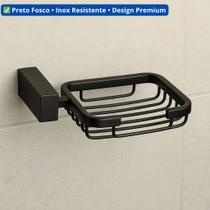 Saboneteira de Parede Preta Fosca Design Moderno em Aço Inox Linha Paris Black WESTING by BSMIX
