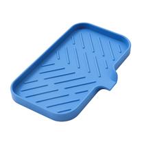 Saboneteira de silicone MicoYang para banheiro com bico de drenagem azul Saboneteira de silicone MicoYang para banheiro com bico de drenagem azul