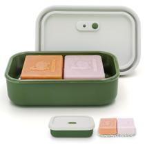 Saboneteira de viagem AIDIMMING de silicone à prova de vazamentos com tampa branca e verde Saboneteira de viagem AIDIMMING de silicone à prova de vazamentos com tampa branca e verde