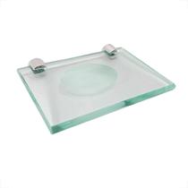 Saboneteira de vidro vildrex retangular com suporte incolor s3