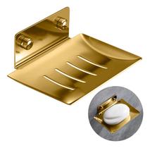 Saboneteira Dourada Banheiro Porta Sabonete Luxo Inox 304 - Brinovar