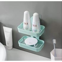 Saboneteira dupla de parede com adesivo não precisa de furos