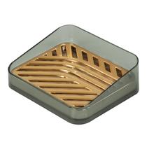 Saboneteira Para Banheiro Lavabo Pia Slim Porta Sabonete Em Barra Com Escoamento De Água Transparente Com Cor Sólida