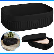 Saboneteira Porta Sabonete Com Tampa Plástico Banheiro Lavabo Moderno Luxo