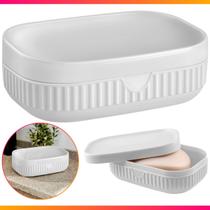 Saboneteira Porta Sabonete Com Tampa Plástico Banheiro Lavabo Moderno Luxo