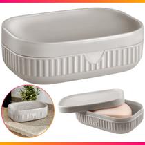 Saboneteira Porta Sabonete Com Tampa Plástico Banheiro Lavabo Moderno Luxo