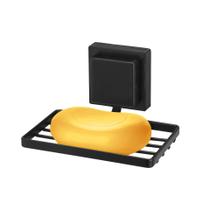 Saboneteira Porta Sabonete Parede De Aço C/ Adesivo Preto