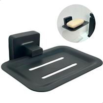 Saboneteira Preta Parede Banheiro Porta Sabonete Metal Inox Preto Fosco Suporte Box Pia Lavabo
