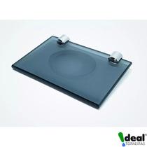 Saboneteira Quadrada de Parede Luxo De Vidro 8mm Para Banheiro Incolor, Verde ou Fumê Cód. 9860
