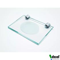 Saboneteira Quadrada de Parede Luxo De Vidro 8mm Para Banheiro Incolor, Verde ou Fumê Cód. 9860
