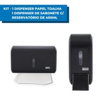 Saboneteira Reservatório 400ml Sabonete Liquido Alcool Gel + Dispenser Papel Toalha Interfolha