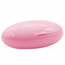 Saboneteira Rosa Infantil Com Tampa Oval Compacta Para Bolsa Maternidade E Viagem Saboneteira Rosa Infantil Com Tampa Oval Compacta Para Bolsa Maternidade E Viagem