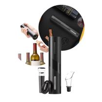 Saca Rolhas Abridor De Vinho Automático Elétrico Dupla Rotação Kit 4 em 1 Profissional Sommelier
